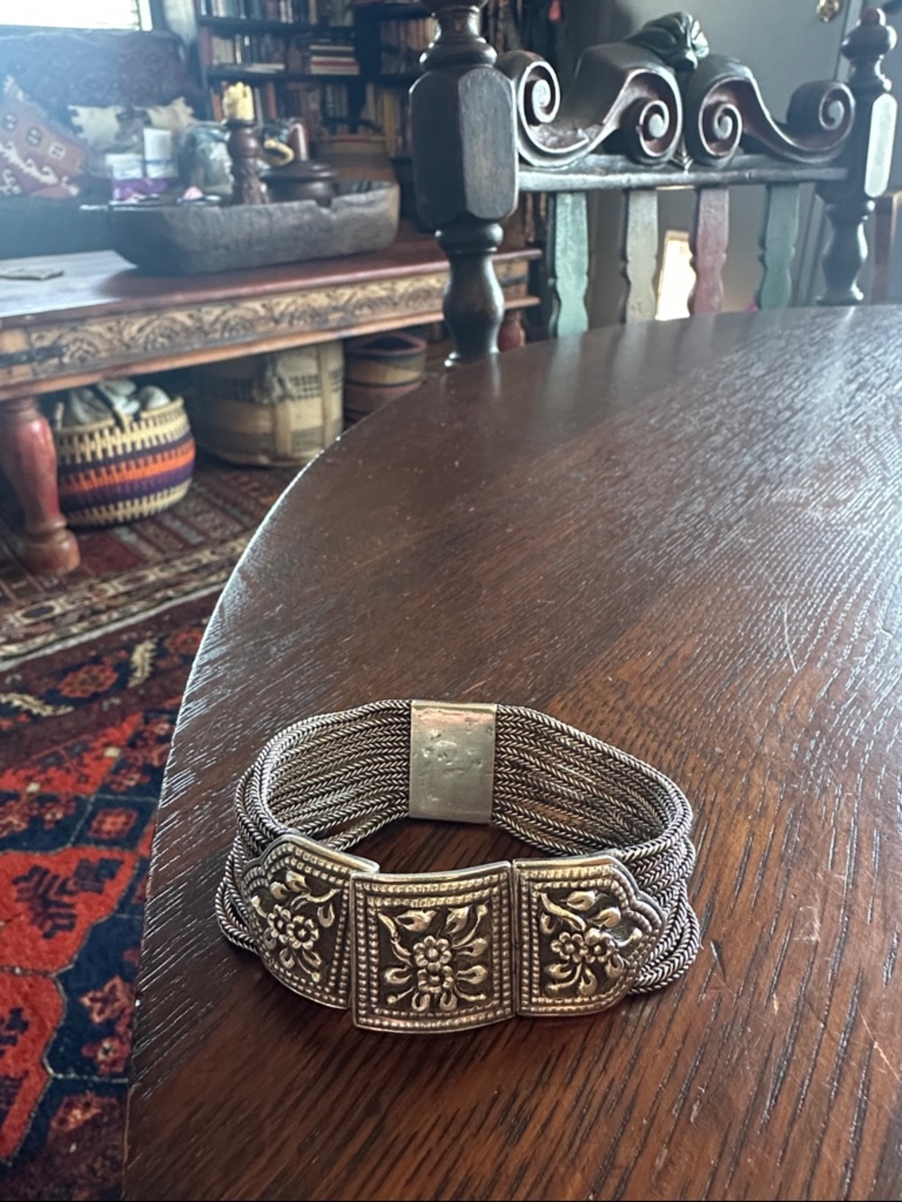 🇹🇭 9 strand sterling silver intricate handmade heavy bracelet. Vintage. Thailand